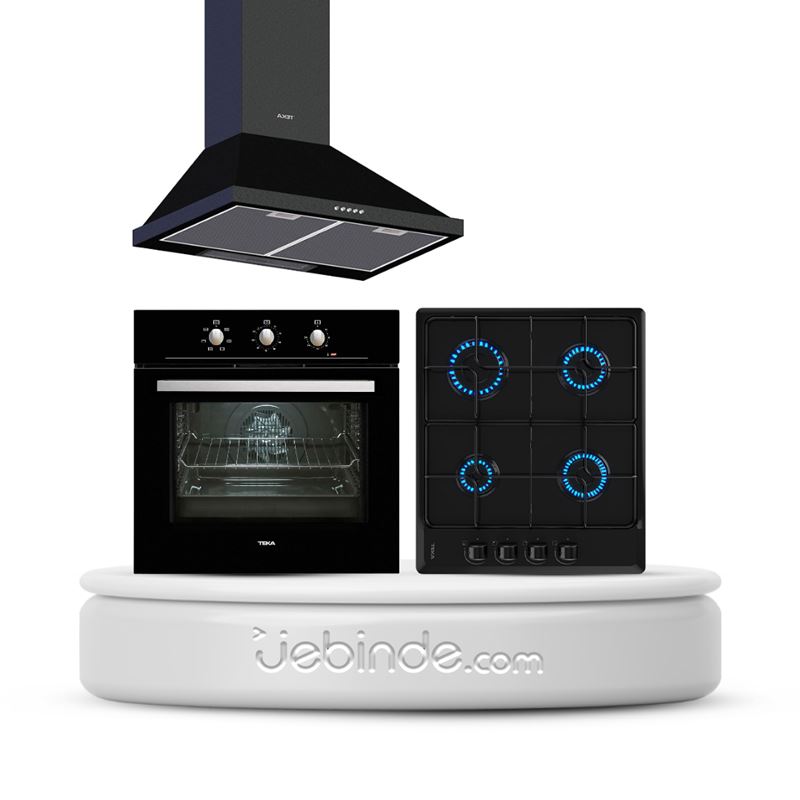 Teka Chef 3 Ankastre Set (HE 715 BK Fırın + HLX 640 KBC0E BK Ocak + DBT 60 BK Davlumbaz)