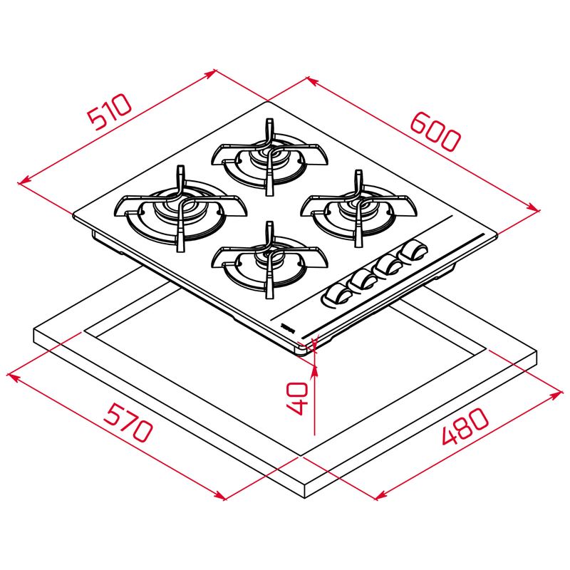 Teka GBC 64002 KBC BK Siyah Cam Ankastre Ocak