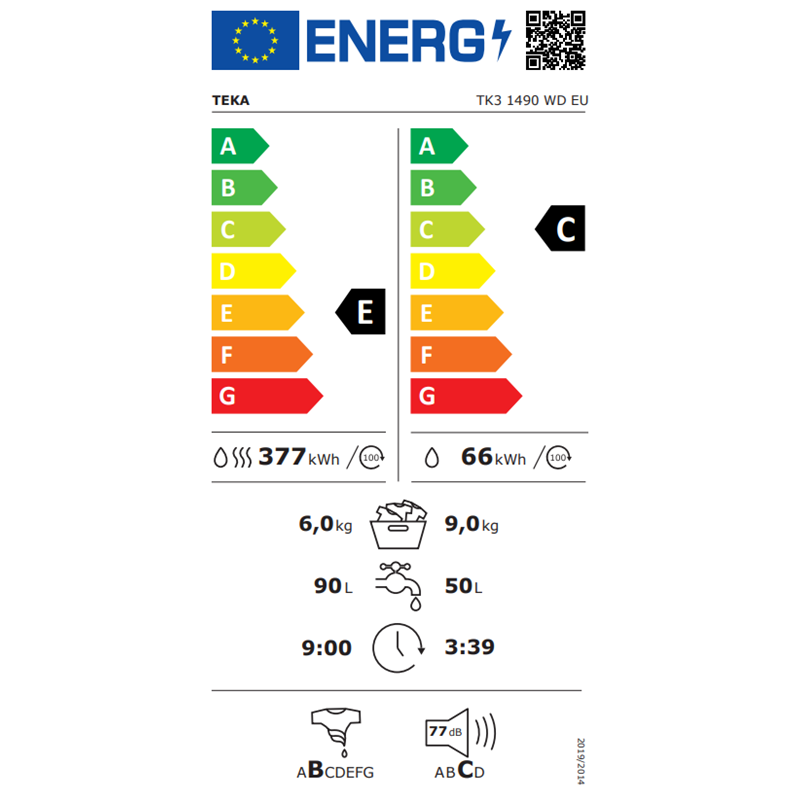 Teka TK3 1490 WD A 1400 Devir 9 kg / 6 kg Kurutmalı Çamaşır Makinesi