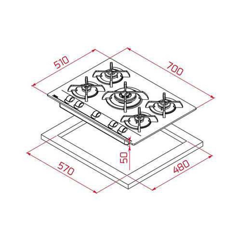 Teka GBC 75030 KBC WH Wok Gözlü Beyaz Ankastre Ocak
