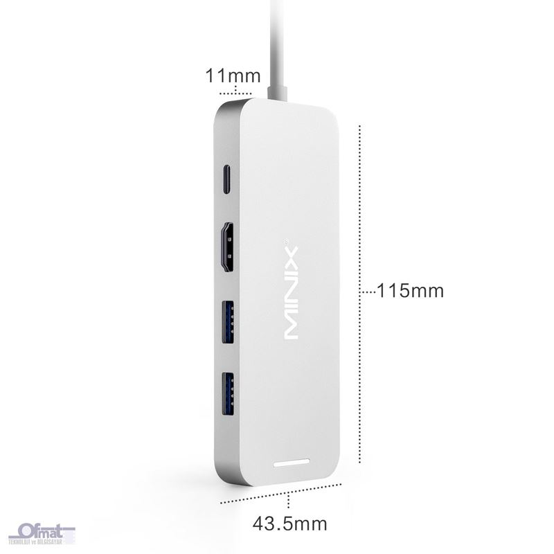 Minix 240GB SSD'Lİ usb çoklayıcı (usb-c multiport ssd storage hub) gümüş NEO-S2SI