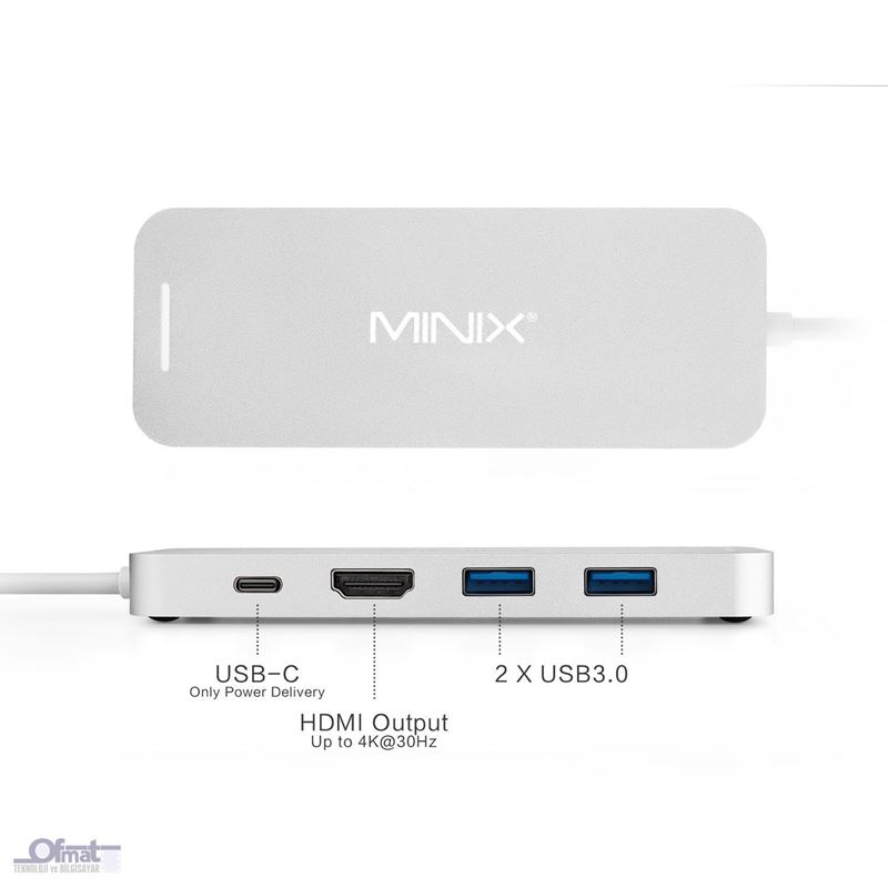 Minix 240GB SSD'Lİ usb çoklayıcı (usb-c multiport ssd storage hub) gümüş NEO-S2SI