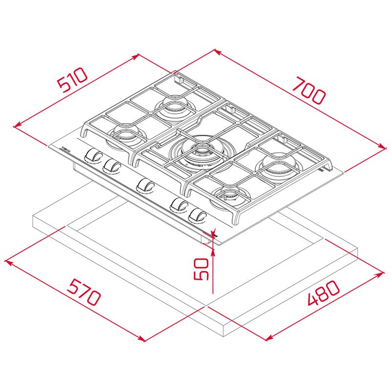 Teka GZC 75330 XBC BK (E4) ExactFlame Teknolojili Cam Gazlı Ocak