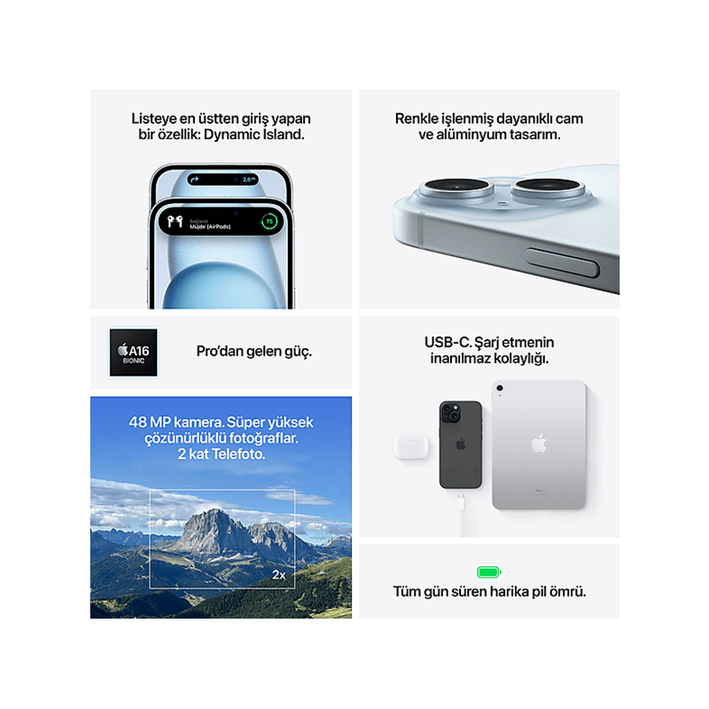 iPhone 15 Plus 256 Gb Akıllı Telefon Mavi