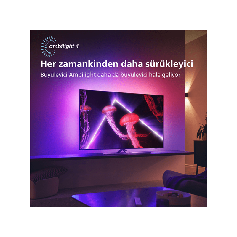 Philips 65OLED807 65" 164 Ekran Uydu Alıcılı Android Smart 4 Taraflı Ambilight 4K Ultra HD OLED TV