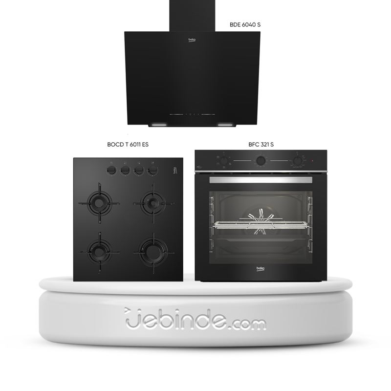 Beko Ekonomik Fitfry Ankastre Set Siyah (BDE 6040 S + BFC 321 S + BOCD T 6011 ES)