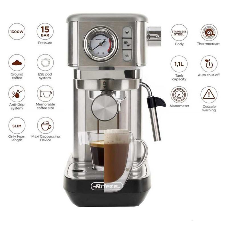 Ariete Moderna Espresso Slim Kahve Makinesi Gümüş 1381/10
