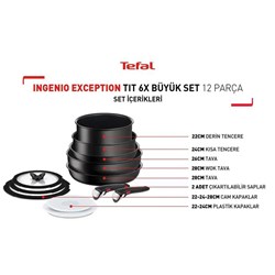 Tefal Ingenio Exception Titanyum 6X 12 Parça Büyük Tava Tencere Seti