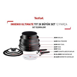 Tefal Ingenio Ultimate Titanyum 3X 12 Parça Büyük Tava Tencere Seti