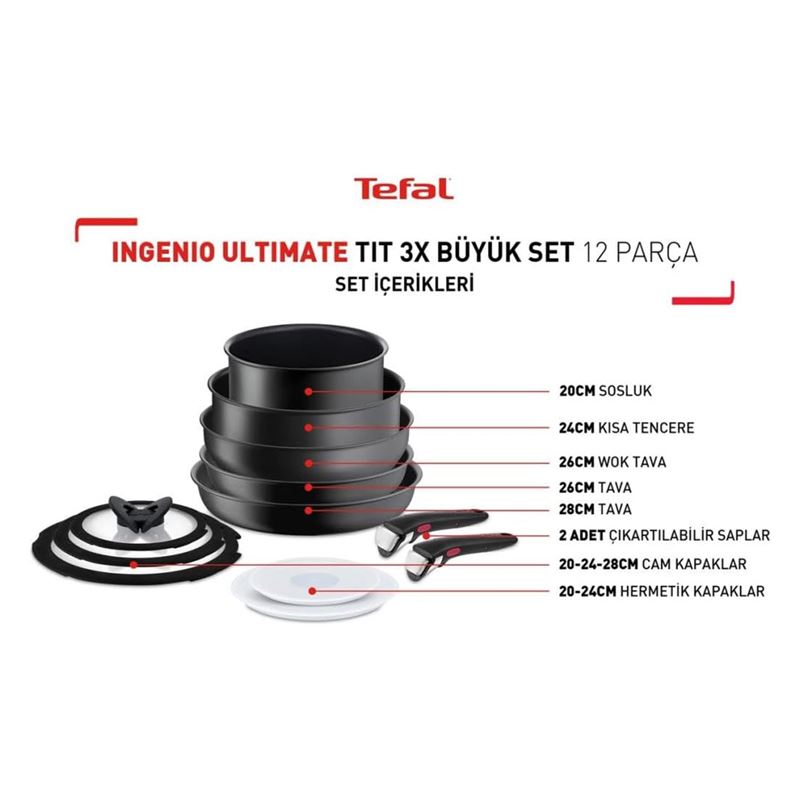 Tefal Ingenio Ultimate Titanyum 3X 12 Parça Büyük Tava Tencere Seti