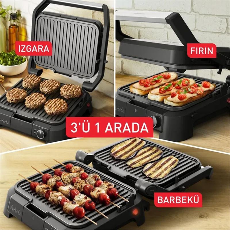 Tefal SuperGrill 3in1 Inox 2000 W Izgara ve Tost Makinesi