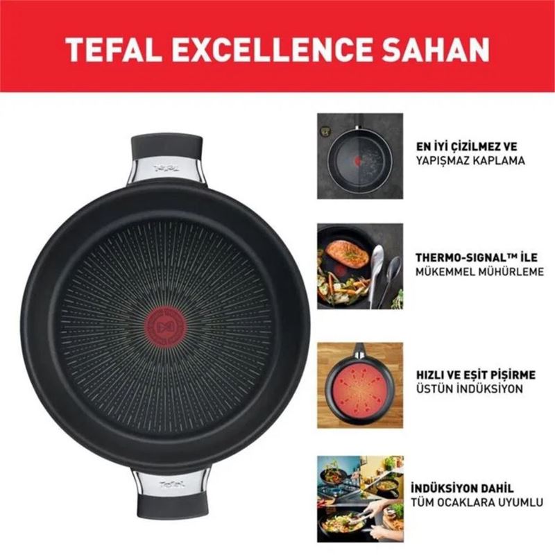 Tefal Titanyum 6X Excellence İndüksiyon Tabanlı 22 cm Sahan