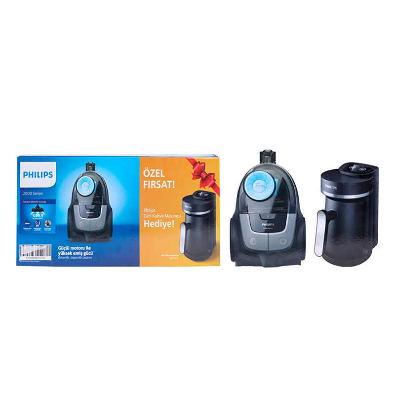 Philips BXA0058/00 Elektrik Süpürgesi Siyah XB2142/10 ve Türk Kahve Makinesi HDA150/61
