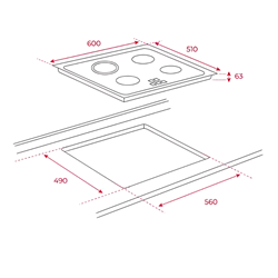 Thor KBC 64710 TCS BK Siyah Vitroseramik Elektrikli Ankastre Ocak