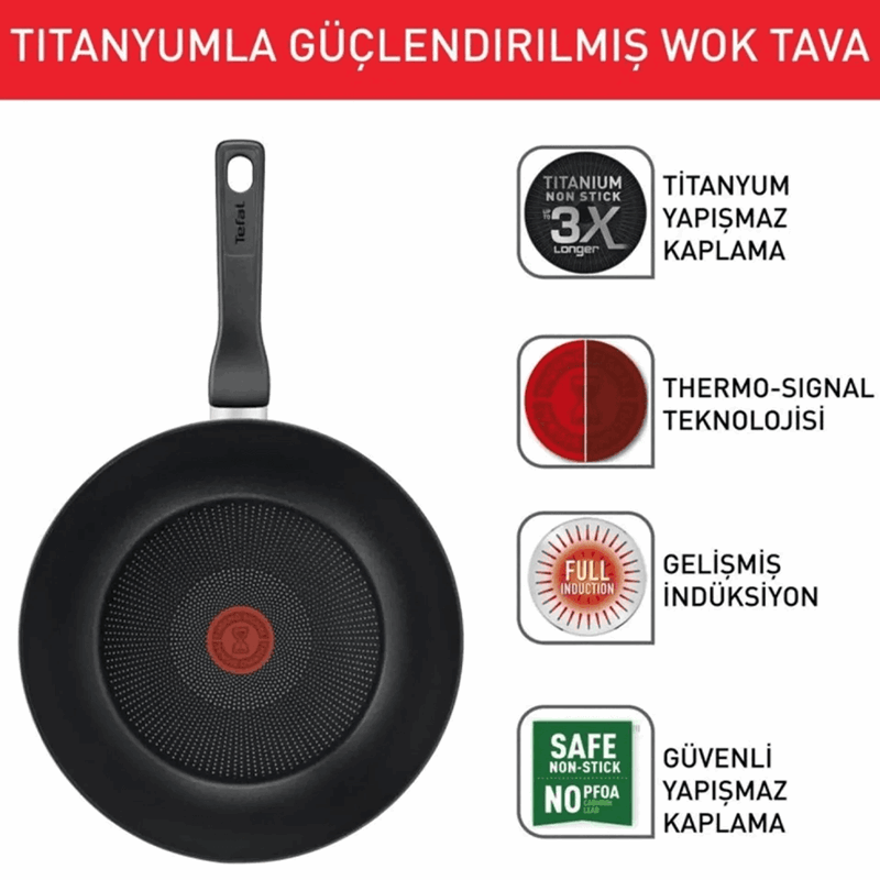 Tefal Titanyum 3X Force 28 cm Wok Tava