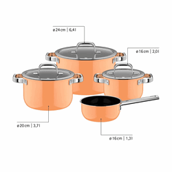 WMF Fusiontec Tencere Seti 4 Parça Papaya