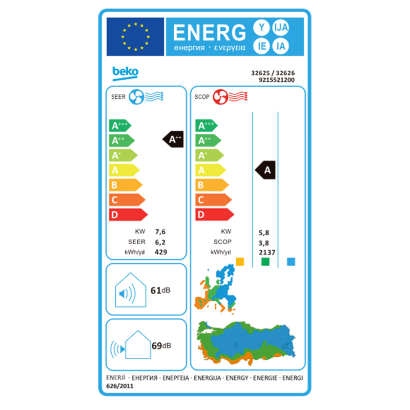Beko 32626 A++ 26000 BTU Monofaze Inverter Salon Tipi Klima