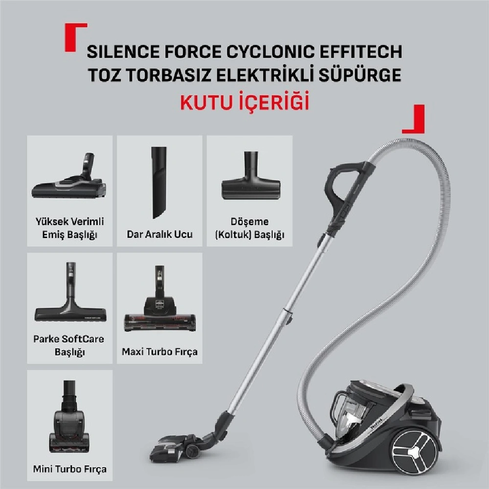 Tefal Silence Force Cyclonic TW7976 550 W Toz Torbasız Süpürge