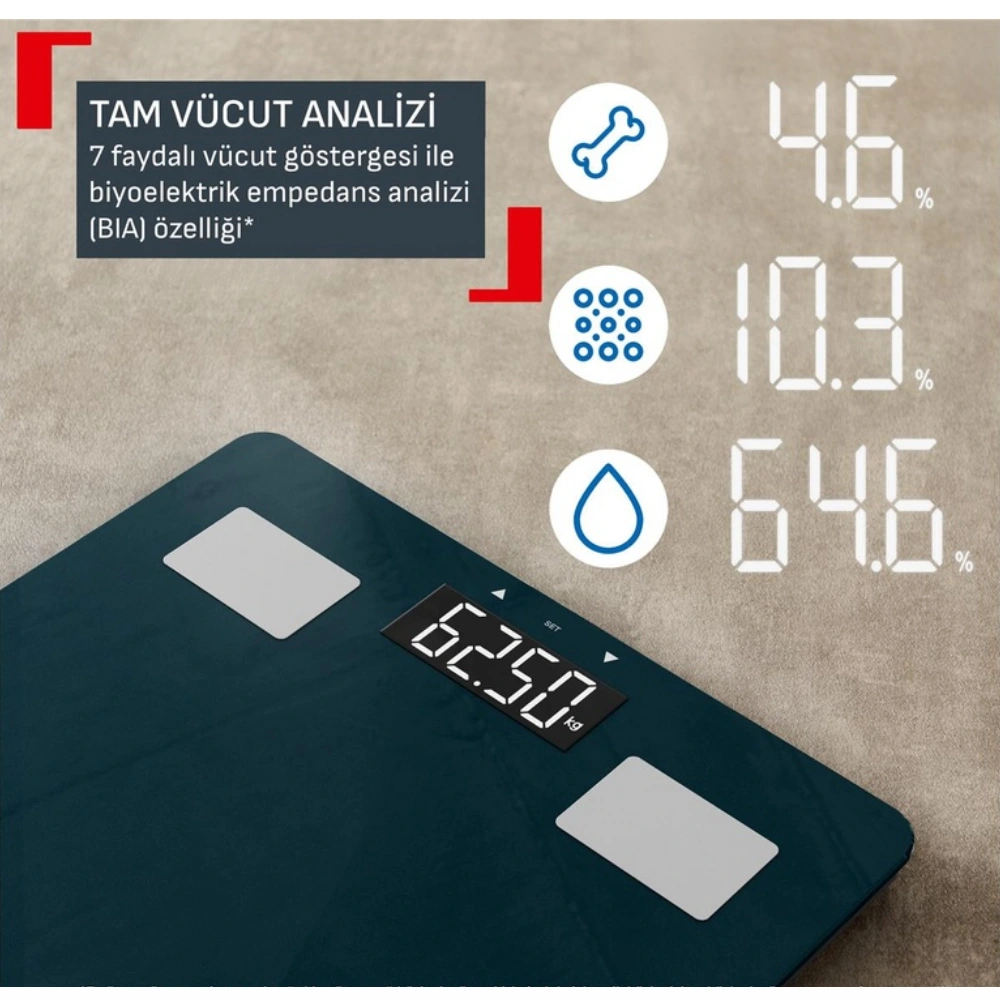 Tefal Body Up 2.0 Vücut Ölçüm Göstergeli Akıllı Dijital Tartı 1830009716