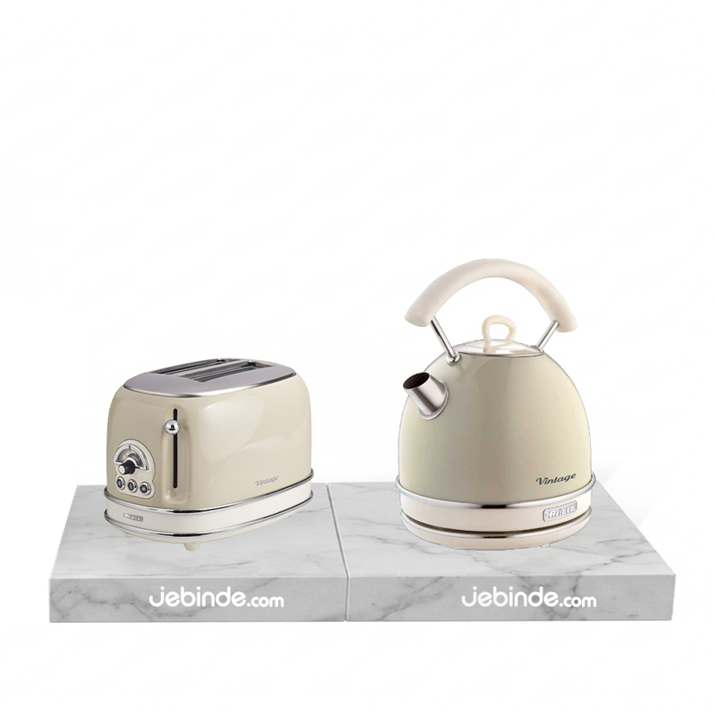 Ariete Vintage Kahvaltı İkilisi - 2 Bej (0155/13 Ekmek Kızartma Makinesi + 2877/03 Kettle)