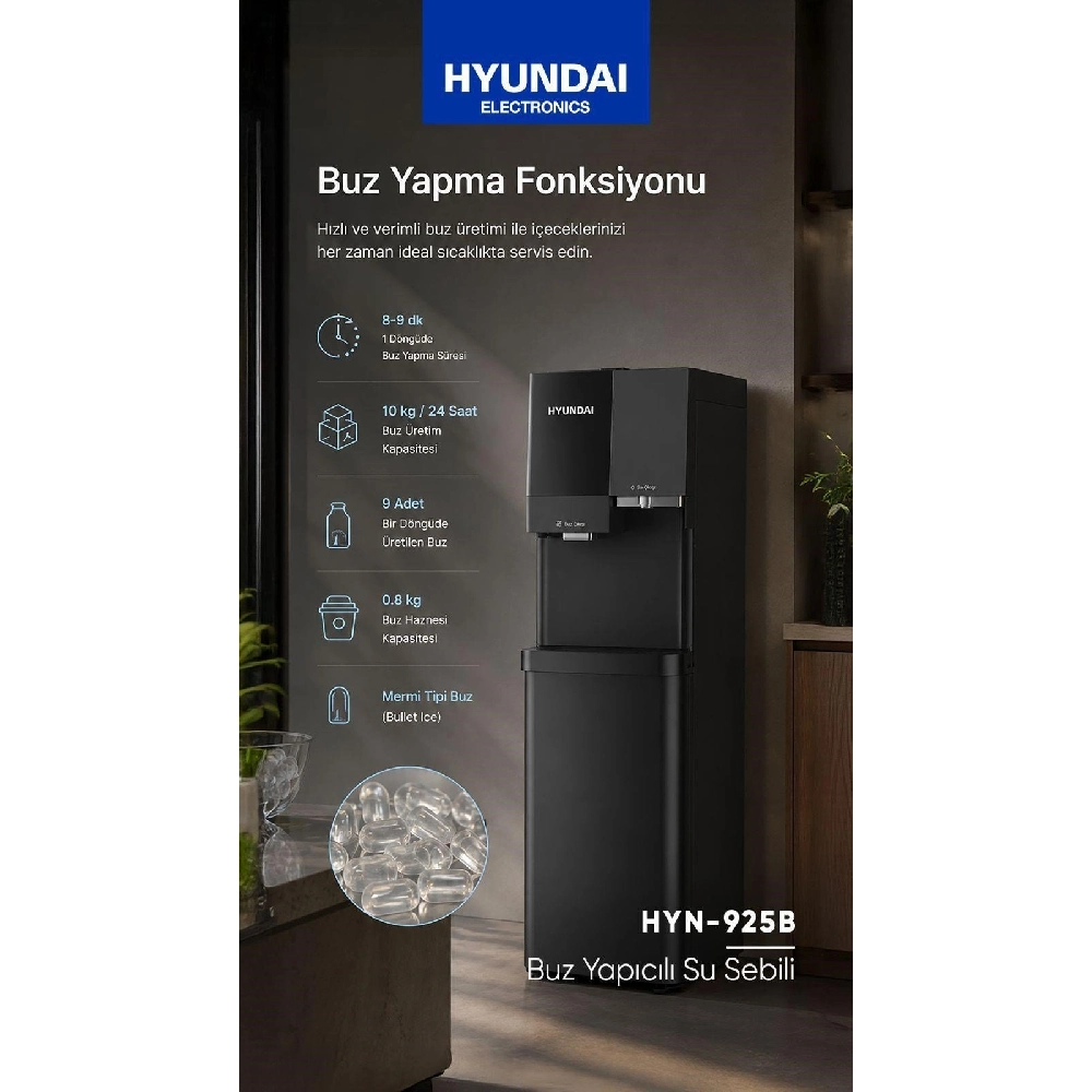 Hyundai HYN-925B Buz Yapıcılı Gizli Damacanalı Su Sebili