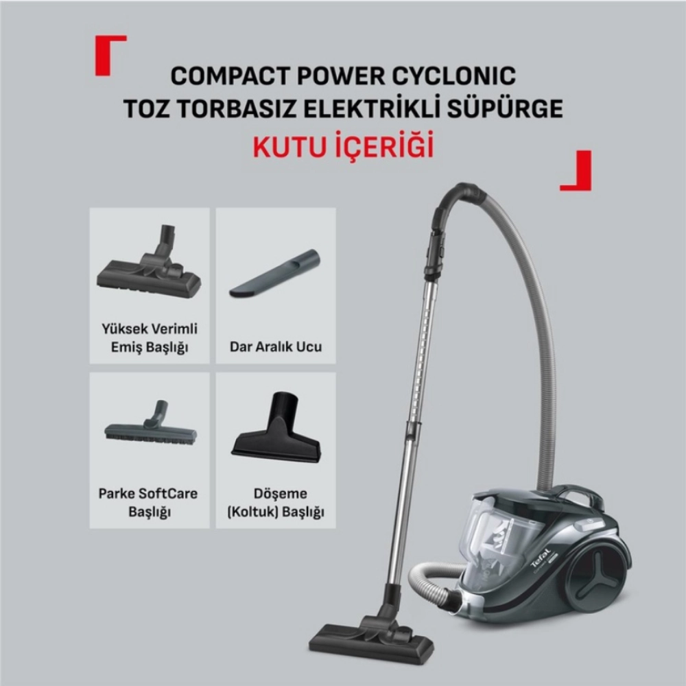 Tefal TW37B1TR Compact Power Cyclonic 850 W Toz Torbasız Elektrikli Süpürge