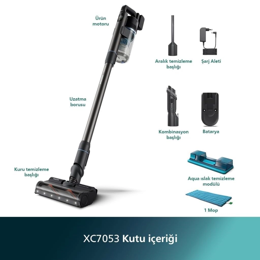 Philips 7000 Serisi Aqua XC7053/01 Şarjlı Dikey Süpürge