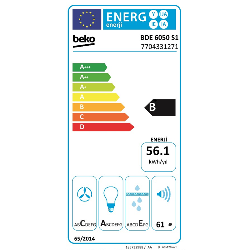 Beko BDE 6050 S1 Duvar Tipi Davlumbaz