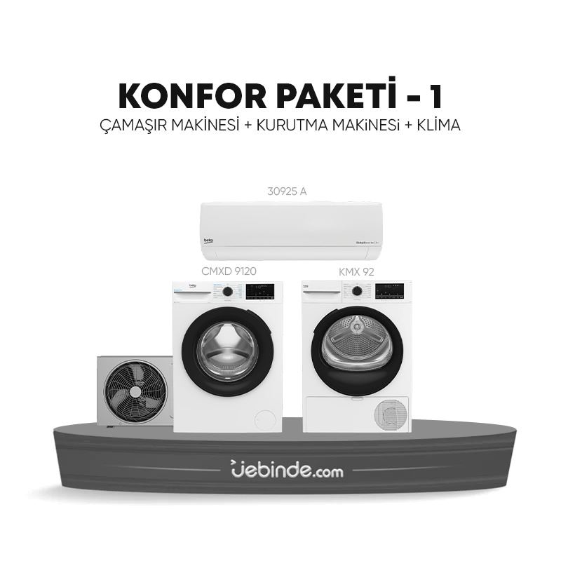 Beko Konfor Paketi - 1 (30925 A Klima + CMXD 9120 Çamaşır Makinesi + KMX 92 Kurutma Makinesi)