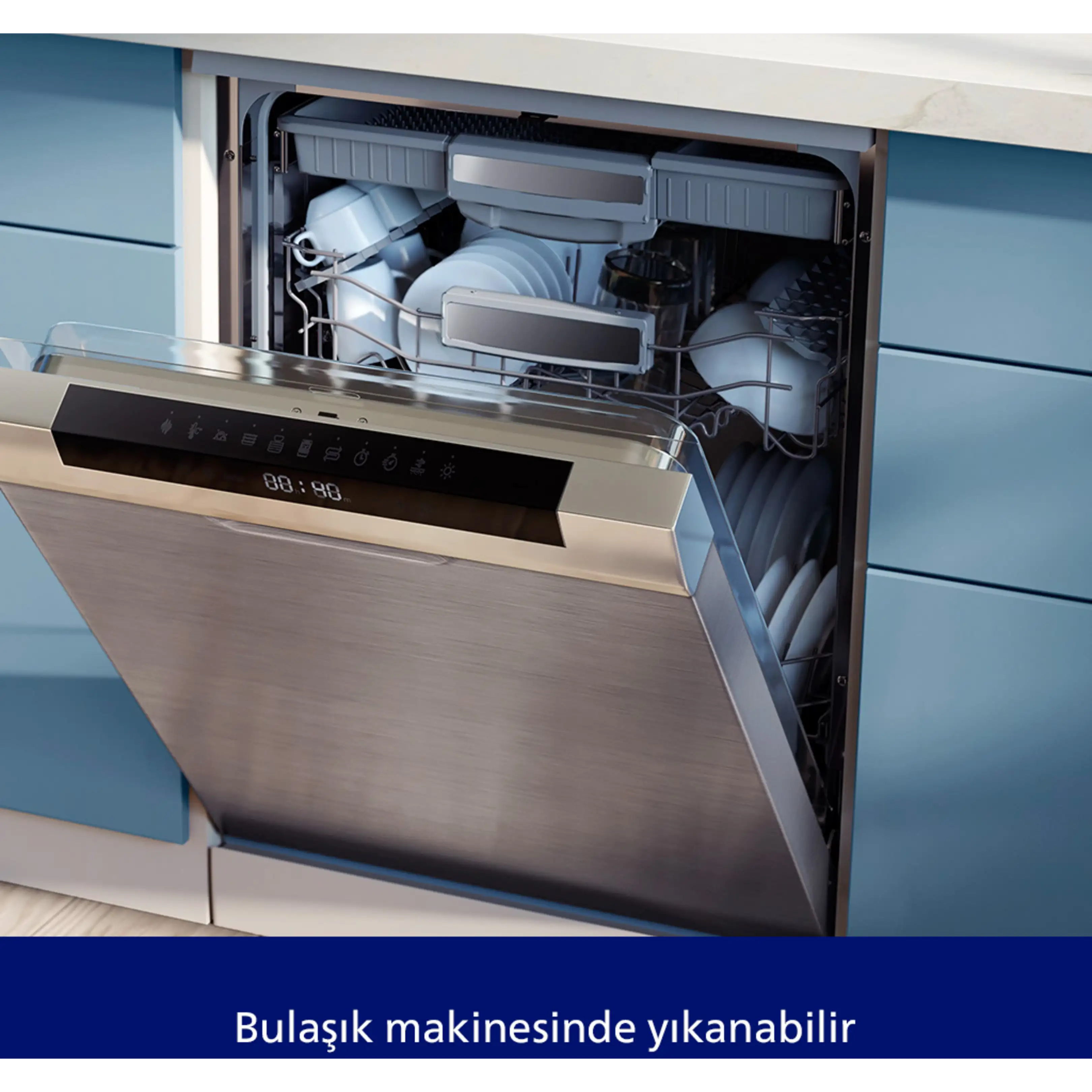 Philips HR1503/00 3000 Serisi Cam Hazneli Doğrayıcı Metalik Gri
