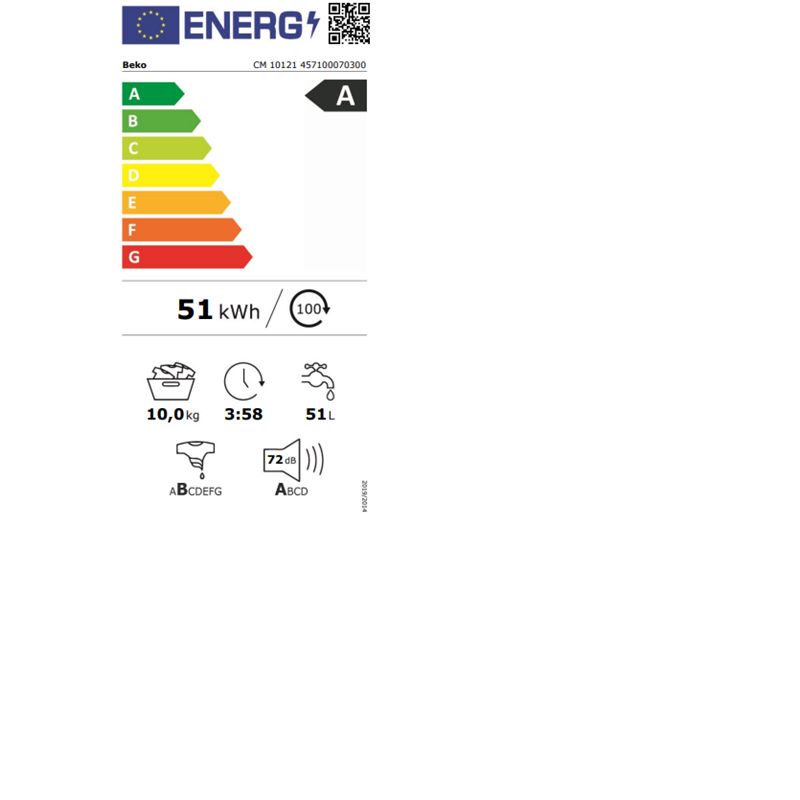 Beko CM 10121 10 Kg 1200 Devir Beyaz Çamaşır Makinesi