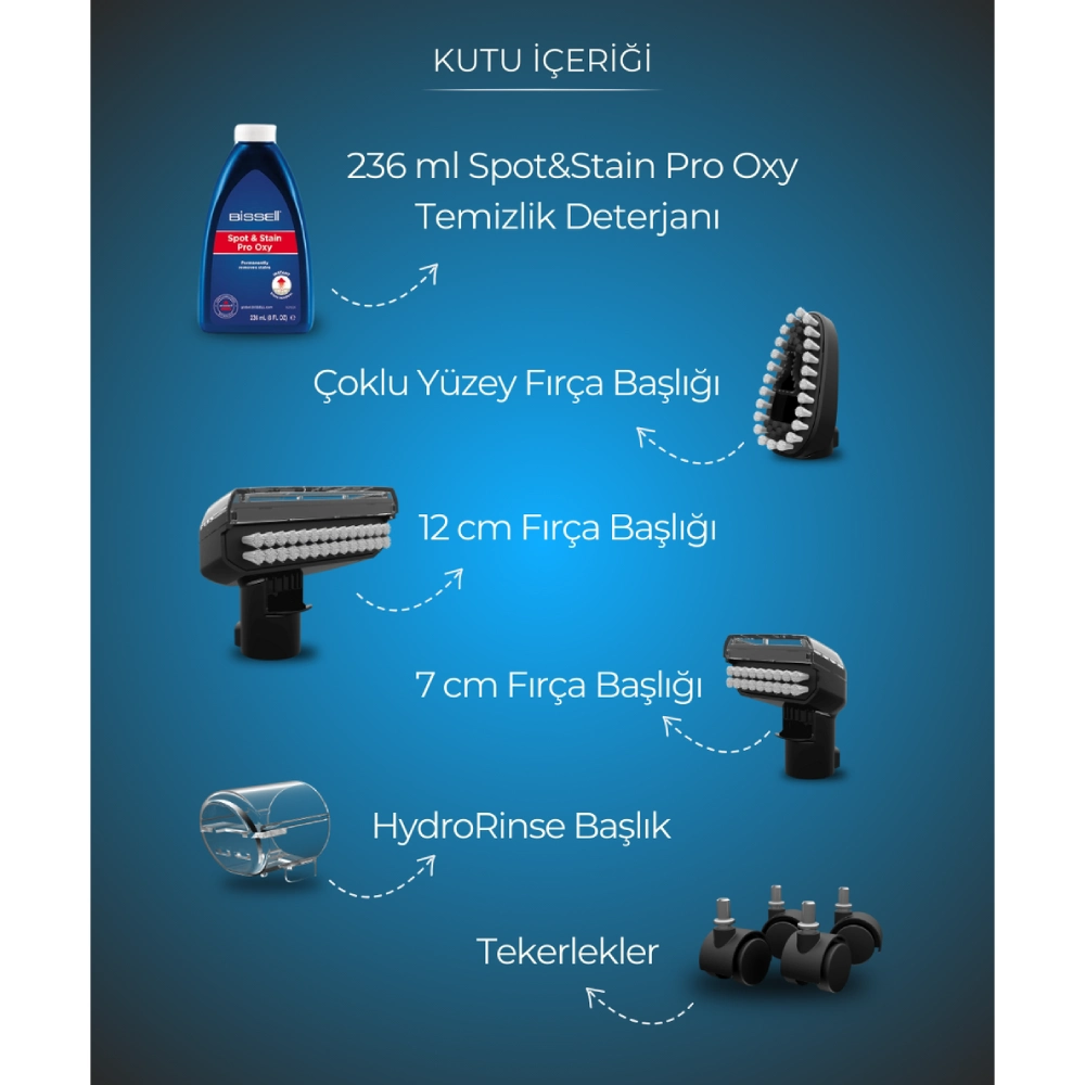 Bissell SpotClean HydroSteam Pro 3700N Buharlı Koltuk ve Halı Yıkama Makinesi