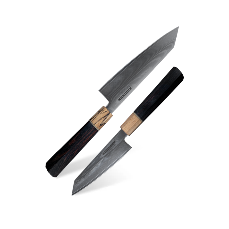 Kiruzan Takumi Damascus Koleksiyon Seti 2 Parça Ahşap Kutulu 67 Katman (20+15 cm)