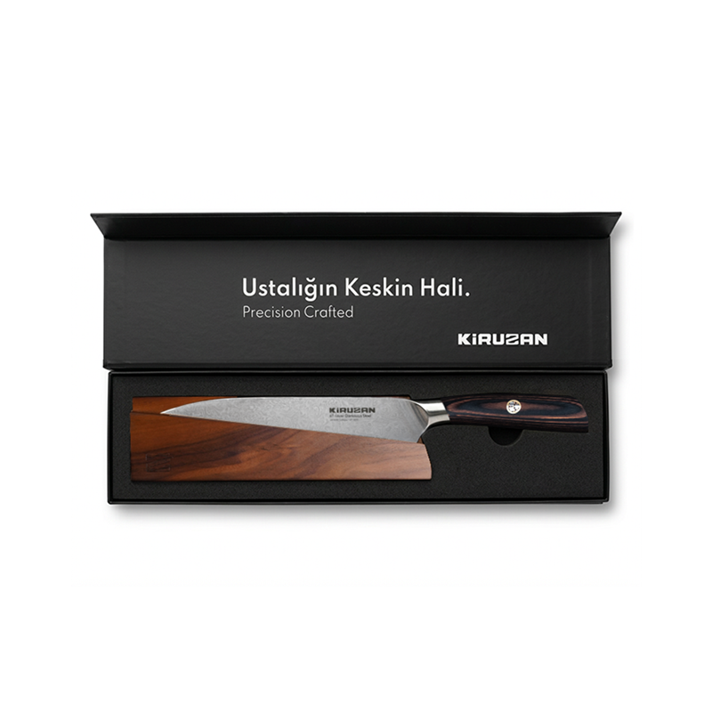 Kiruzan Satori Damascus Şef Bıçağı Pakka Sap 67 Katman 20 cm