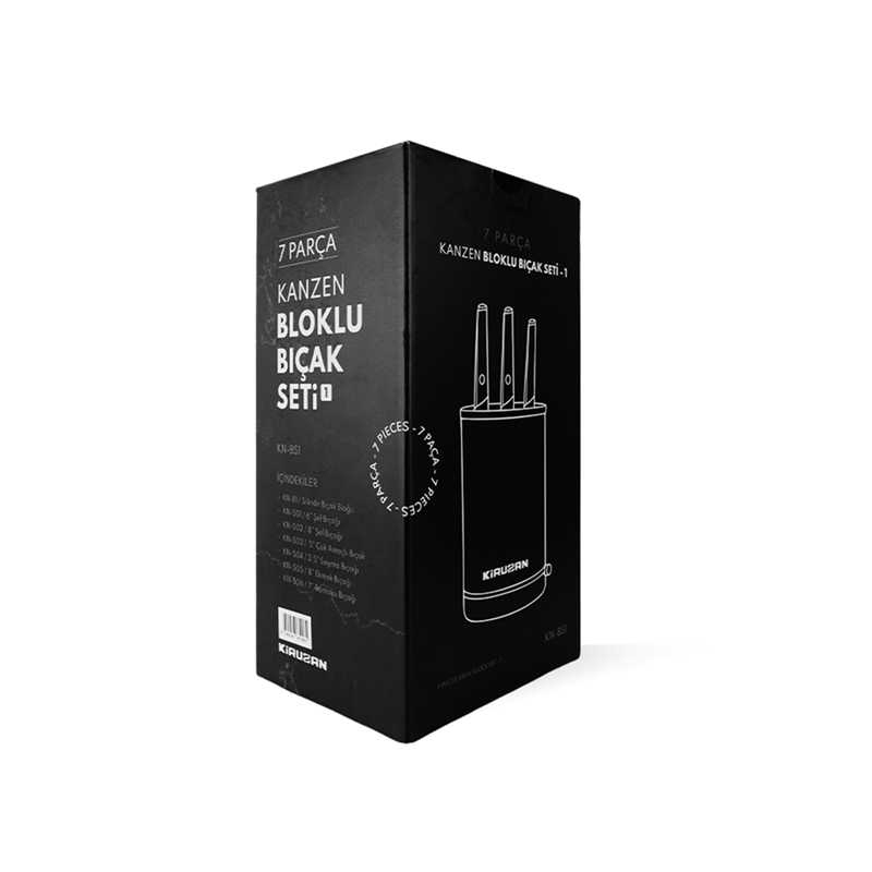 Kiruzan Kanzen 7 Parça Bıçak Seti Blok ve Bileme Taşı (Set 1)